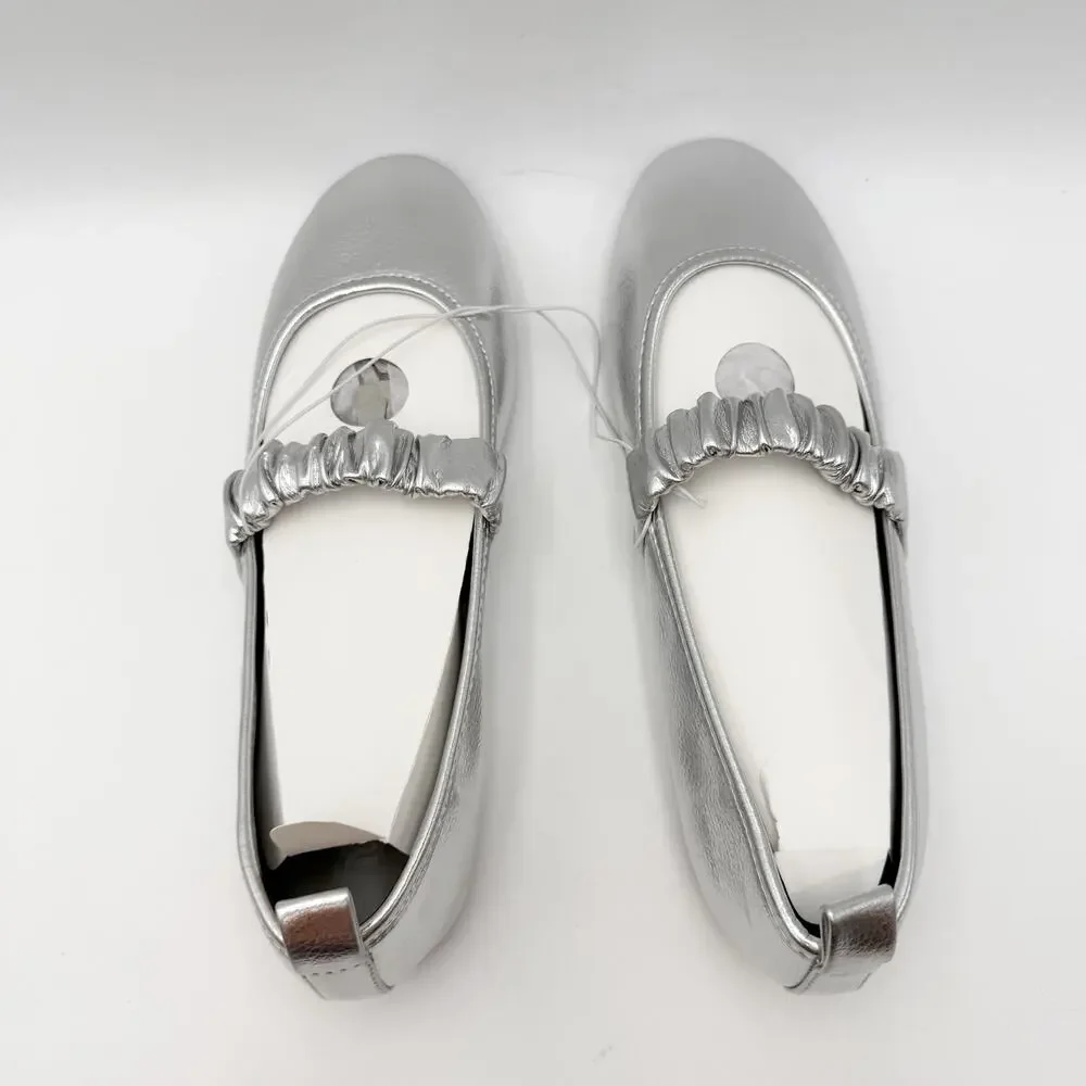 MIA Womens Uliana Ballet Flats Size 8.5 M EU 39 Silver Leather NWOB